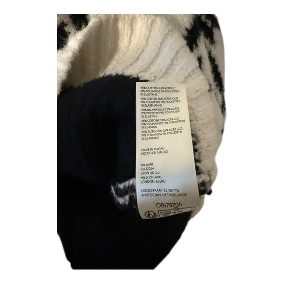 Free People Fireside Tunic Sweater Black and White Long Sleeve Chic M - Picture 7 of 7